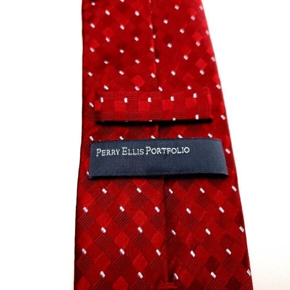 Perry Ellis Portfolio Silk Tie Woven Skinny Geometric‎ - Picture 3 of 6